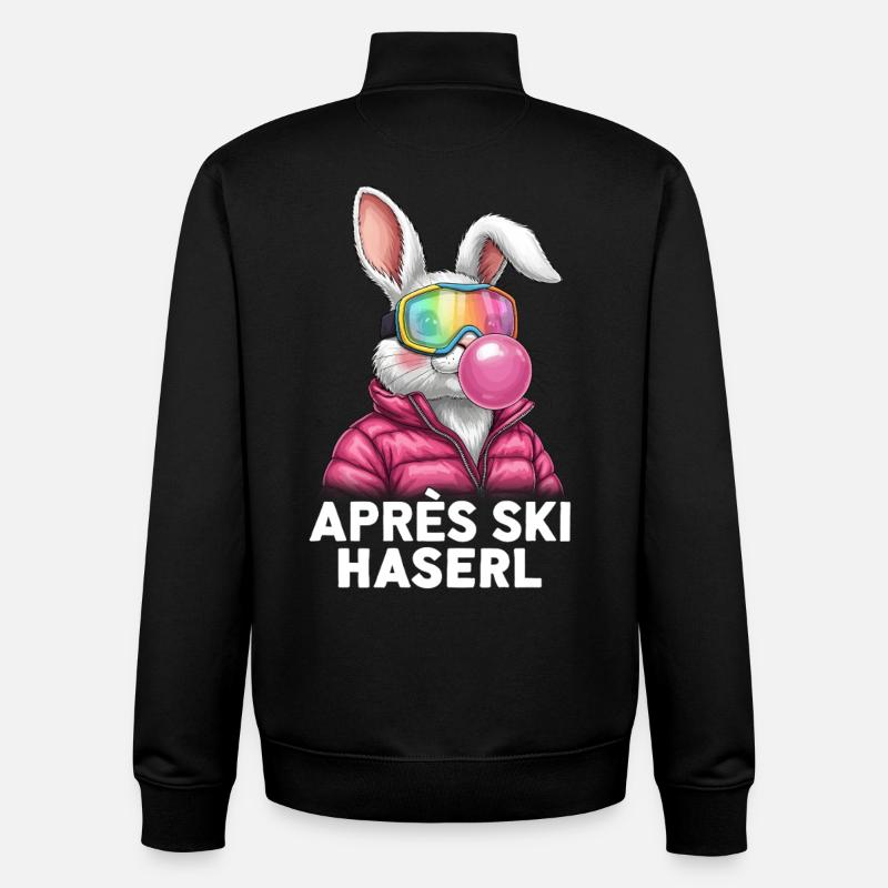 Après-ski lapin Pink Bubble Gum - Sweat zippé unisexe en coton bio Stanley/Stella - noir