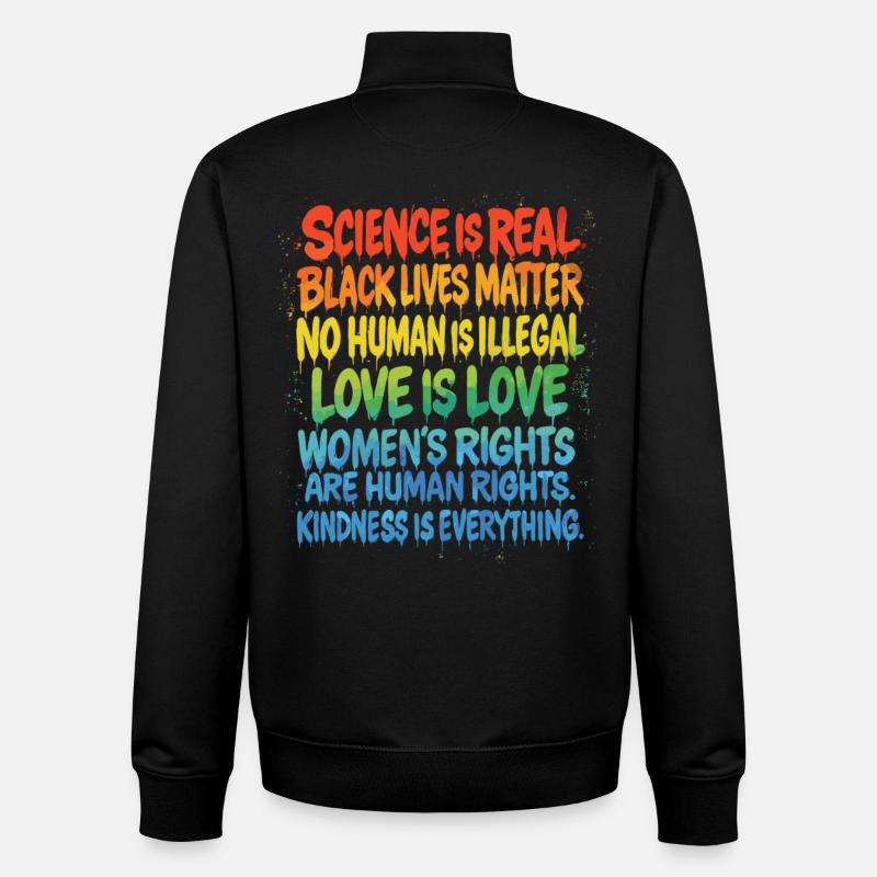 Rainbow Statement – Human Rights Pride - Unisex Organic Zip Sweatshirt by Stanley/Stella - black