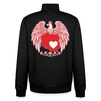 Conception de la carte du cœur de l’aigle polonais - Sweat zippé unisexe en coton bio Stanley/Stella - noir - Dos - AI Model Male 185 light (185cm)