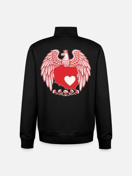 Polish Eagle Heart Map Design - Unisex Organic Zip Sweatshirt by Stanley/Stella - black