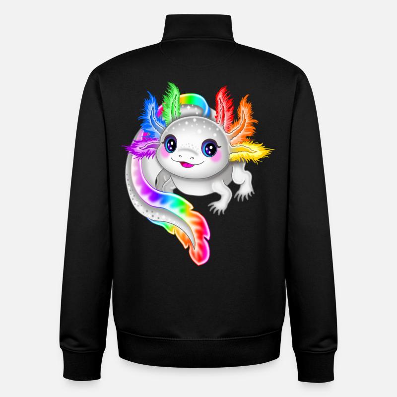 Regenbogen bunter Axolotl - Unisex Organic Zip Sweatshirt von Stanley/Stella - Schwarz