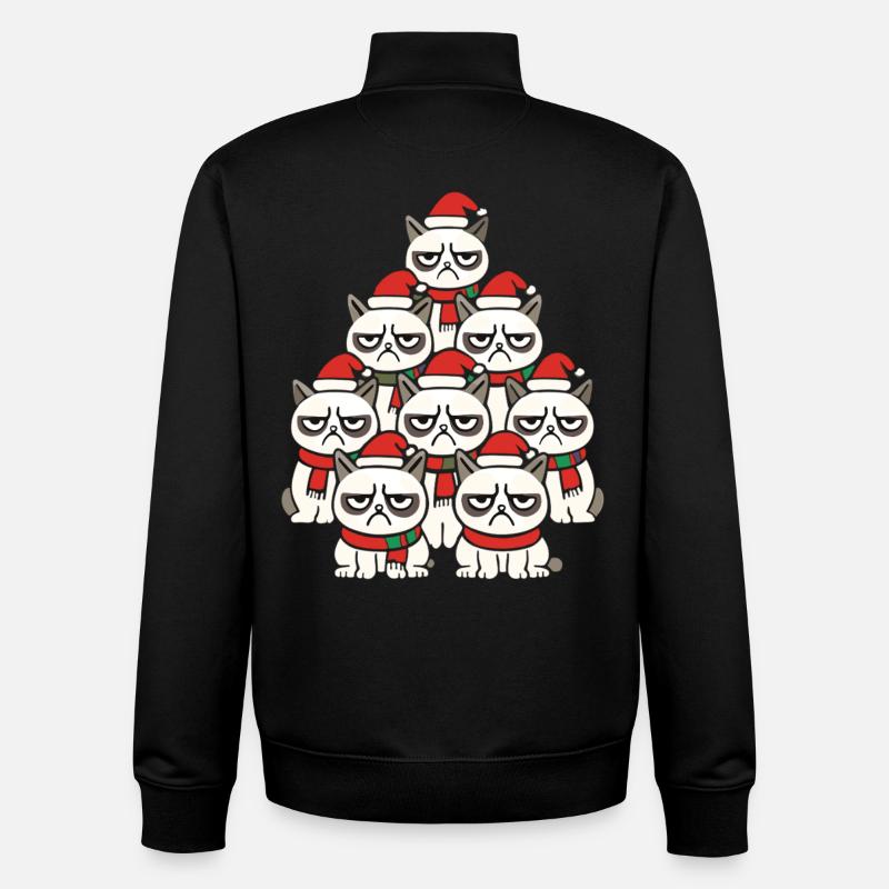 Grumpy Christmas Cats – Lustiges Katzen - Unisex Organic Zip Sweatshirt by Stanley/Stella - black