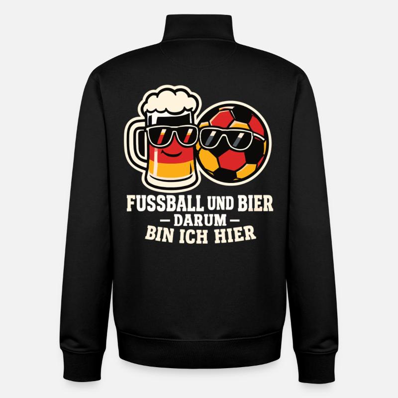 Football et bière - Sweat zippé unisexe en coton bio Stanley/Stella - noir