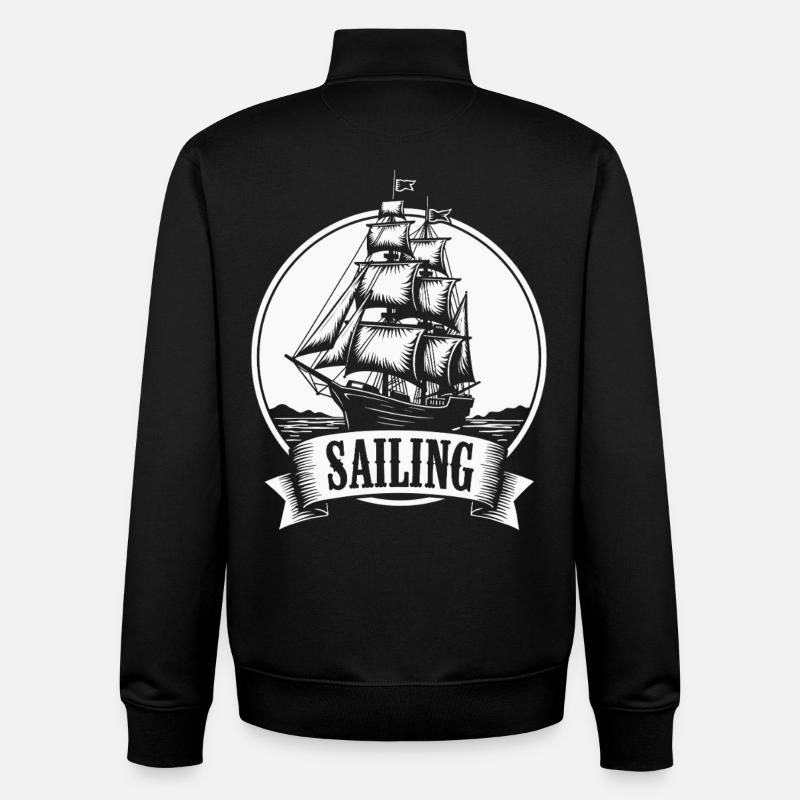 Sailing Sailing Ship Maritim Ahoy - Unisex Organic Zip Sweatshirt by Stanley/Stella - black