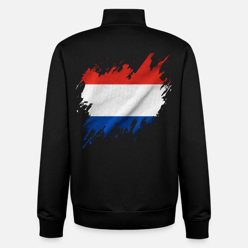 Drapeau néerlandais, style déchiré - Sweat zippé unisexe en coton bio Stanley/Stella - noir