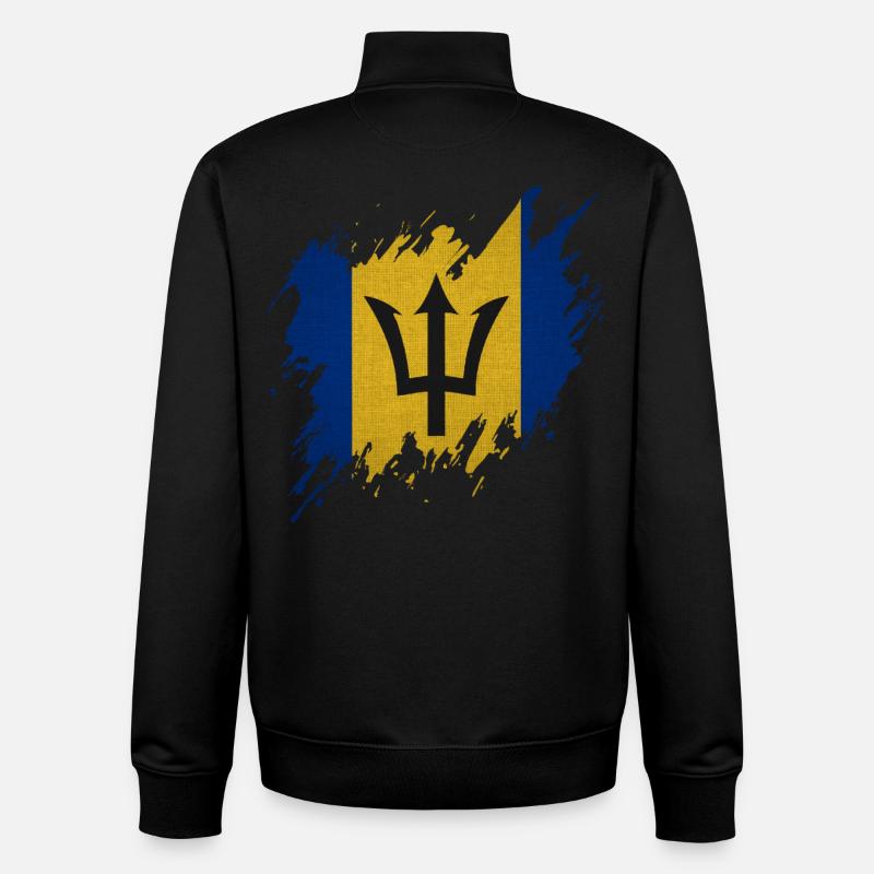 Drapeau de la Barbade, style déchiré - Sweat zippé unisexe en coton bio Stanley/Stella - noir