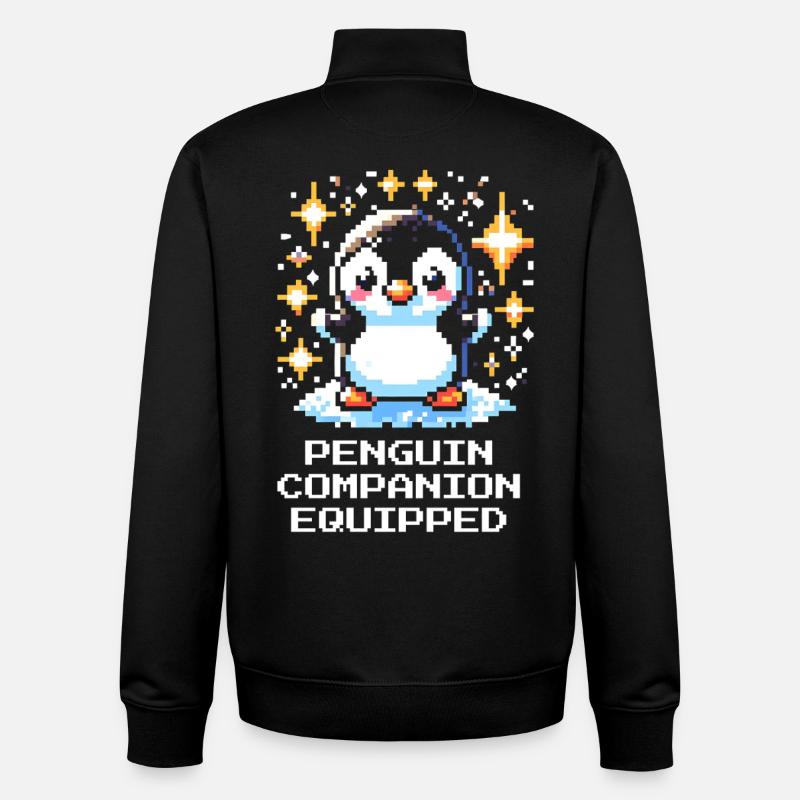 Compagnon pingouin | Compagnon de jeu mignon - Sweat zippé unisexe en coton bio Stanley/Stella - noir