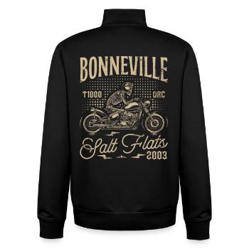 Bonneville Salt Flats Motorrad Geburtstag 2003 - Unisex Organic Zip Sweatshirt von Stanley/Stella - Schwarz - Hinten - AI Model Male 185 light (185cm)