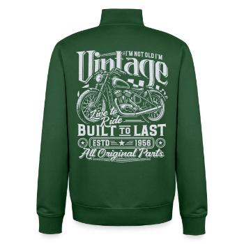 1956 Jahrgang Geburtstag Motorrad Geschenk - Unisex Organic Zip Sweatshirt von Stanley/Stella - Flaschengrün - Hinten - AI Model Male 185 dark (185cm)