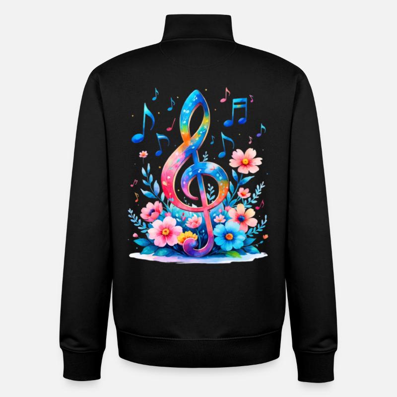 Regenbogen Notenschlüssel Blumenkunst - Unisex Organic Zip Sweatshirt von Stanley/Stella - Schwarz