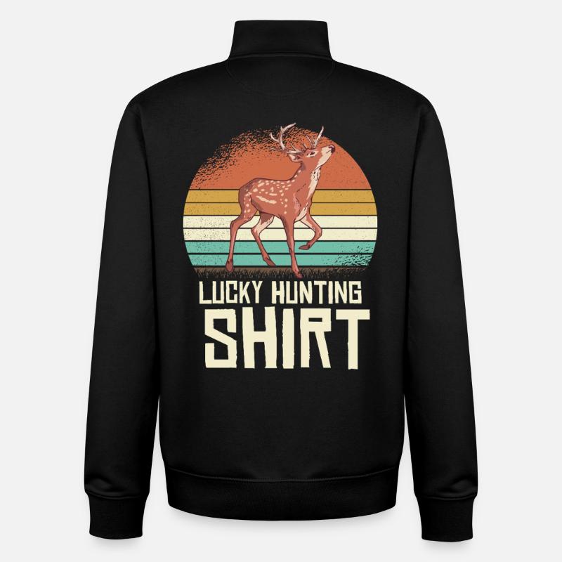 Deer Retro Sunset Shirt - Unisex Organic Zip Sweatshirt by Stanley/Stella - black