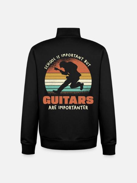 Guitars Are Importanter Retro - Unisex Organic Zip Sweatshirt by Stanley/Stella - black