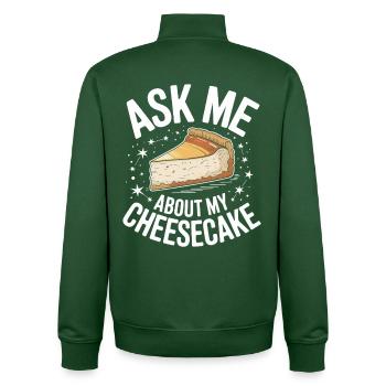 Ask me for my cheesecake - Unisex Organic Zip Sweatshirt by Stanley/Stella - bottle green - Back - AI Model Male 185 dark (185cm)