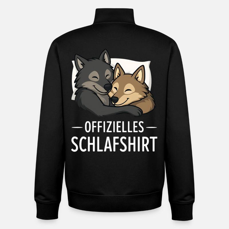 Cuddly Wolves Sleep Shirt - Unisex Organic Zip Sweatshirt by Stanley/Stella - black