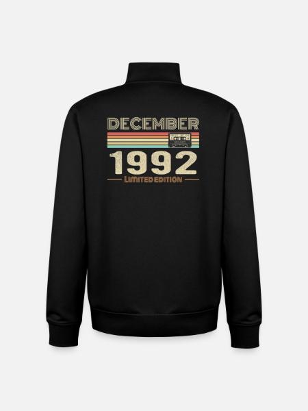 December 1992 Birthday December 1992 December - Unisex Organic Zip Sweatshirt by Stanley/Stella - black