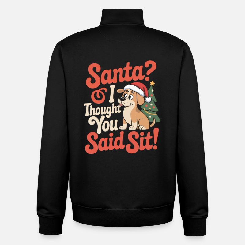 Drôle de chien de Noël - Sweat zippé unisexe en coton bio Stanley/Stella - noir