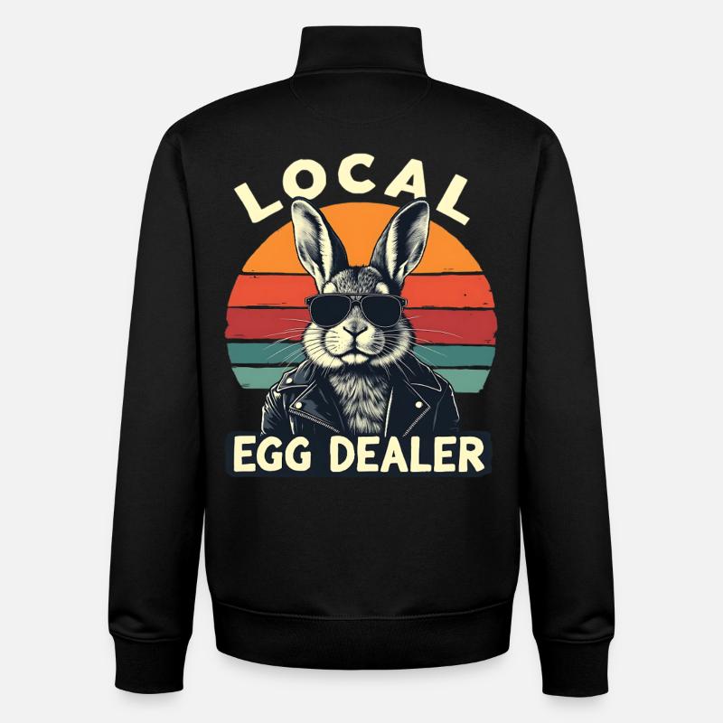 marchand d’œufs local lapin rétro - Sweat zippé unisexe en coton bio Stanley/Stella - noir