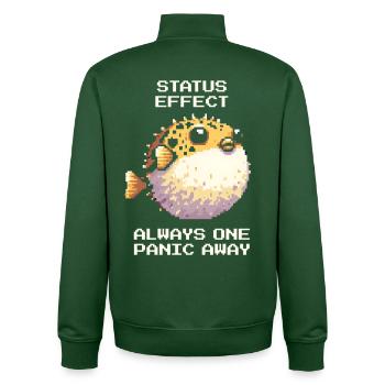 Effet de statut : juste un coup de pouce de panique à portée de main | JDR - Sweat zippé unisexe en coton bio Stanley/Stella - vert bouteille - Dos - AI Model Male 185 dark (185cm)