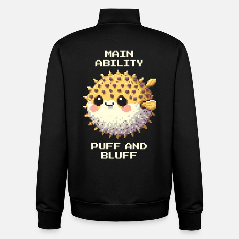 Main Ability | Pufferfish - Unisex Organic Zip Sweatshirt by Stanley/Stella - black