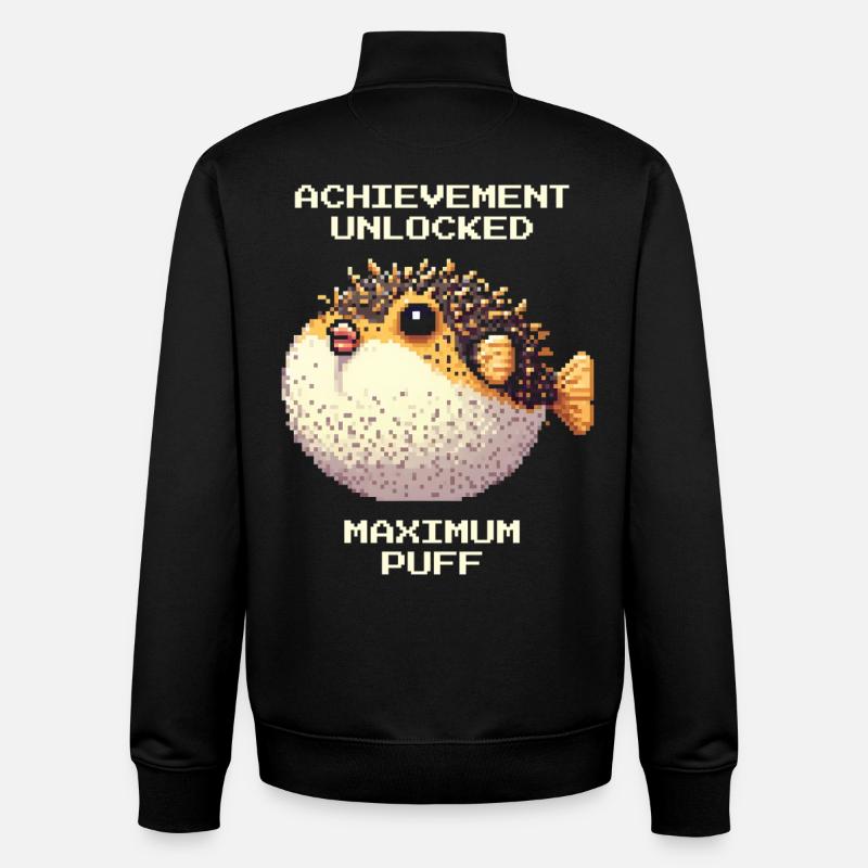 Réalisation : Duvet maximal | Poisson-globe RPG - Sweat zippé unisexe en coton bio Stanley/Stella - noir