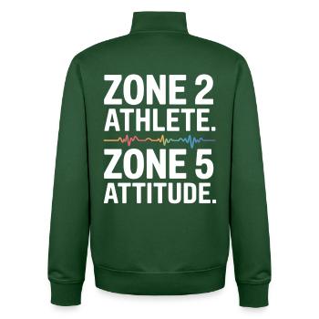 Halbmarathon Zone 2 TRaining für Läufer Laufshirt - Unisex Organic Zip Sweatshirt von Stanley/Stella - Flaschengrün - Hinten - AI Model Male 185 dark (185cm)