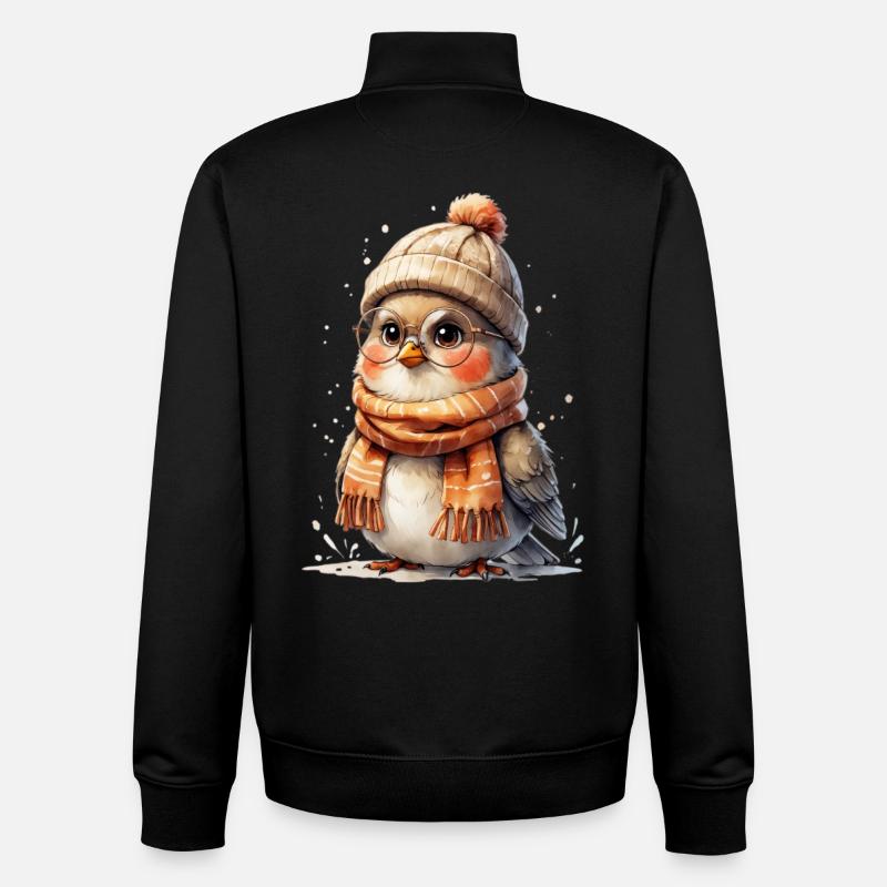 Poules d’hiver avec chapeau et écharpe - Sweat zippé unisexe en coton bio Stanley/Stella - noir