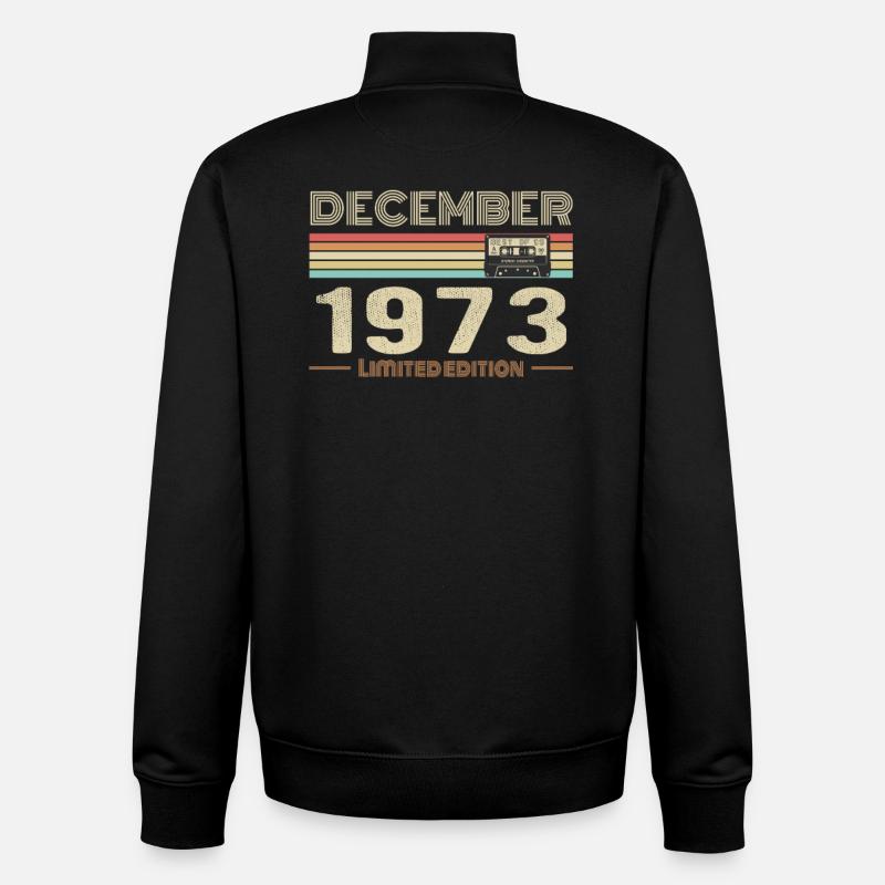 Décembre 1973 anniversaire Décembre 1973 Décembre - Sweat zippé unisexe en coton bio Stanley/Stella - noir