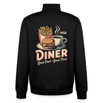 Vintage Diner Werbung - Unisex Organic Zip Sweatshirt von Stanley/Stella - Schwarz - Hinten - AI Model Male 185 light (185cm)