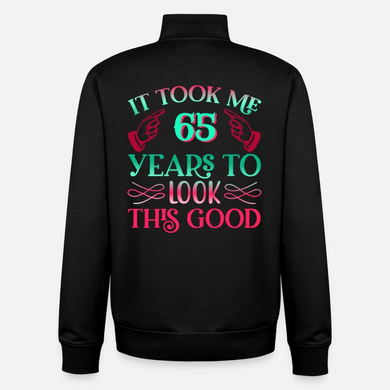 Il a fallu 65 ans pour qu’il soit aussi beau - Sweat zippé unisexe en coton bio Stanley/Stella - noir