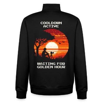 Cooldown aktiv | Goldene Stunde Fotografie - Unisex Organic Zip Sweatshirt von Stanley/Stella - Schwarz - Hinten - AI Model Male 185 light (185cm)
