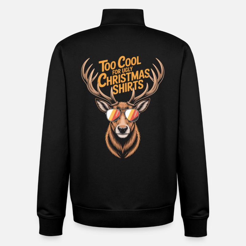 Hirsch mit Geweih Ugly christmas - Unisex Organic Zip Sweatshirt von Stanley/Stella - Schwarz