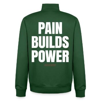 Pain Builds Power - Unisex Organic Zip Sweatshirt by Stanley/Stella - bottle green - Back - AI Model Male 185 dark (185cm)