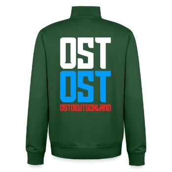 Est Est Est Allemagne de l’Est - Sweat zippé unisexe en coton bio Stanley/Stella - vert bouteille - Dos - AI Model Male 185 dark (185cm)