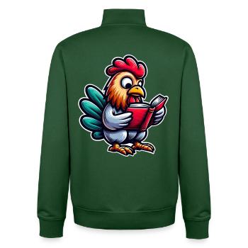 Lire coq en style bande dessinée - Sweat zippé unisexe en coton bio Stanley/Stella - vert bouteille - Dos - AI Model Male 185 dark (185cm)