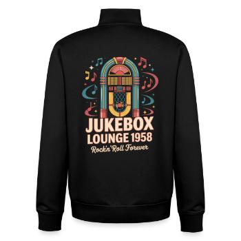 Jukebox Lounge 1958 - Unisex Organic Zip Sweatshirt von Stanley/Stella - Schwarz - Hinten - AI Model Male 185 light (185cm)