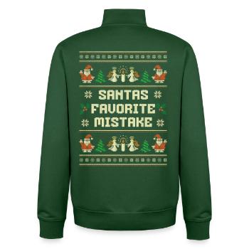 Santa's Favorite Mistake – funny ugly Christmas - Unisex Organic Zip Sweatshirt by Stanley/Stella - bottle green - Back - AI Model Male 185 dark (185cm)