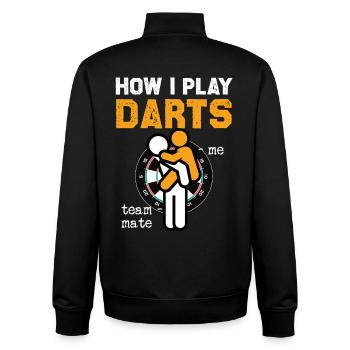 Darts Umarmung Teamgeist - Unisex Organic Zip Sweatshirt von Stanley/Stella - Schwarz - Hinten - AI Model Male 185 light (185cm)