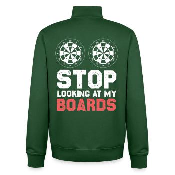 Stop, not on my boards - Unisex Organic Zip Sweatshirt by Stanley/Stella - bottle green - Back - AI Model Male 185 dark (185cm)
