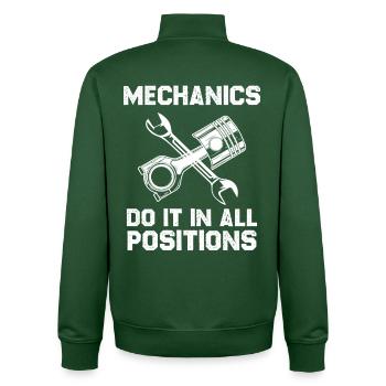 Mechanic Saying All Positions - Unisex Organic Zip Sweatshirt by Stanley/Stella - bottle green - Back - AI Model Male 185 dark (185cm)