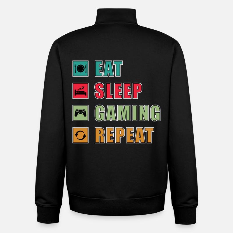 Eat Sleep Gaming Repeat Design - Unisex Organic Zip Sweatshirt von Stanley/Stella - Schwarz