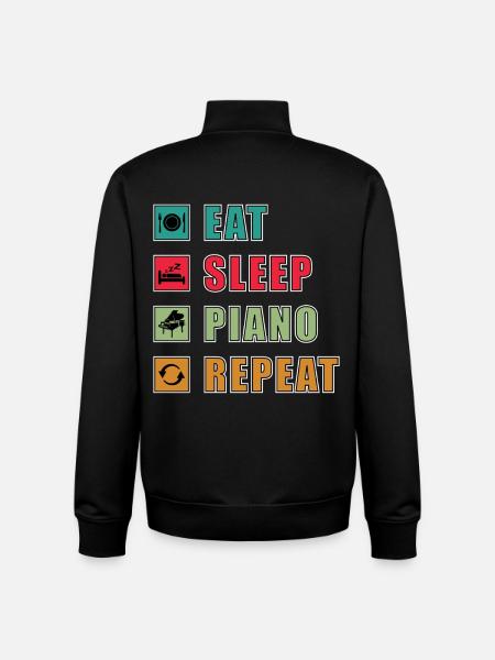 Eat Sleep Piano Repeat - Unisex Organic Zip Sweatshirt by Stanley/Stella - black
