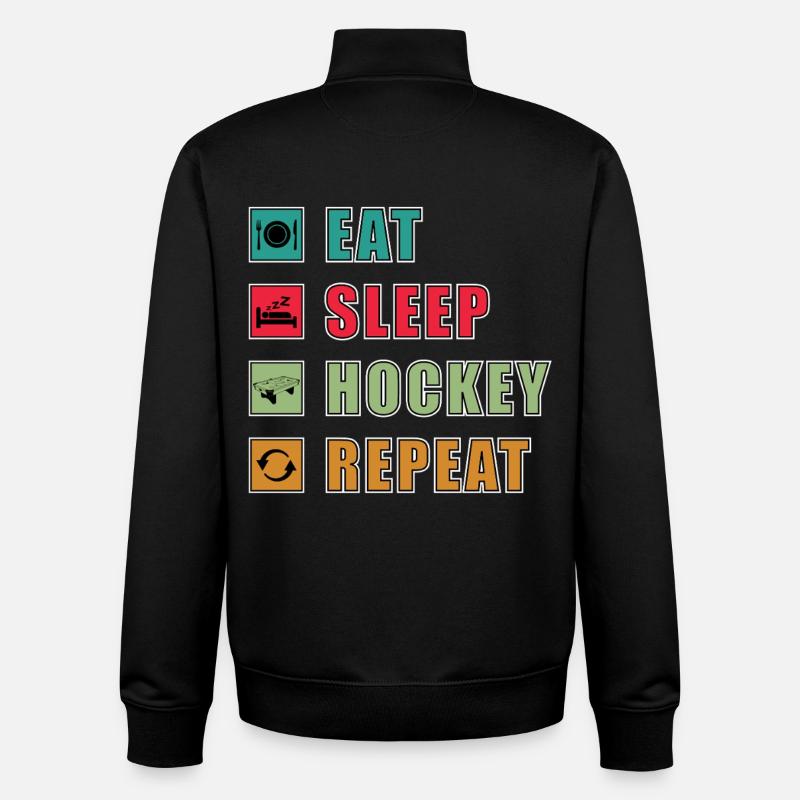 Eat Sleep Hockey Repeat - Unisex Organic Zip Sweatshirt von Stanley/Stella - Schwarz