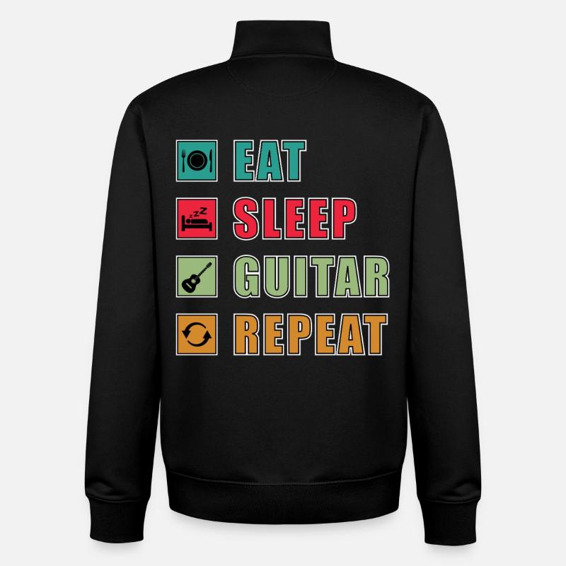 Eat Sleep Guitar Repeat - Unisex Organic Zip Sweatshirt von Stanley/Stella - Schwarz