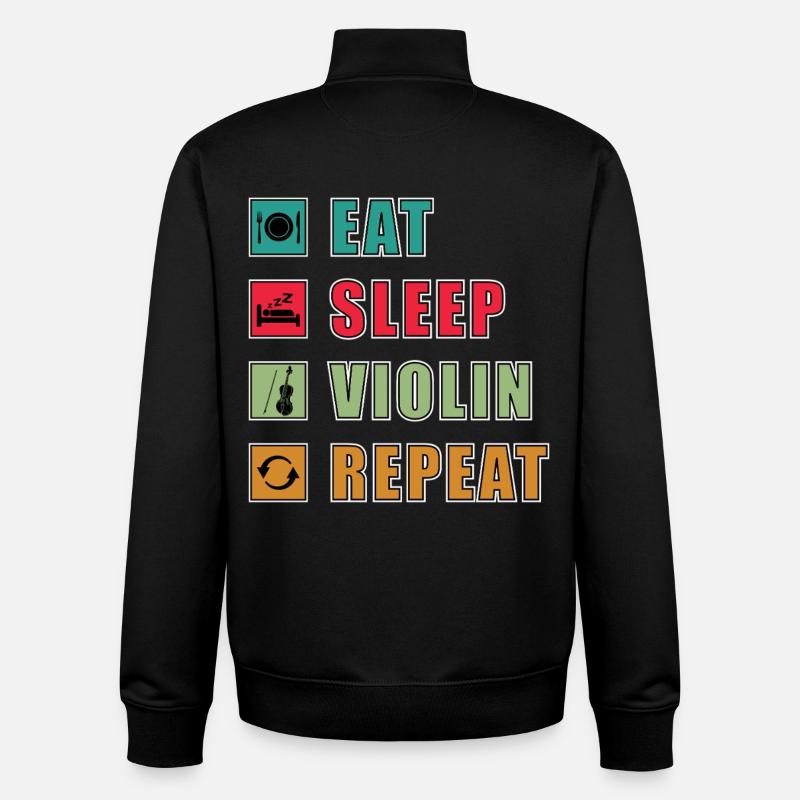 Eat Sleep Violin Repeat Grafik - Unisex Organic Zip Sweatshirt von Stanley/Stella - Schwarz