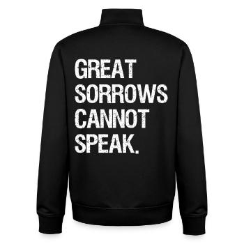 great sorrows cannot speak - Unisex Organic Zip Sweatshirt by Stanley/Stella - black - Back - AI Model Male 185 light (185cm)