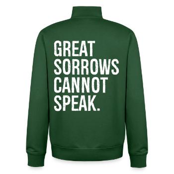 Große Leiden können nicht lustig sprechen - Unisex Organic Zip Sweatshirt von Stanley/Stella - Flaschengrün - Hinten - AI Model Male 185 dark (185cm)