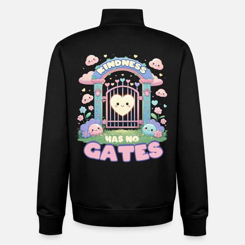Humanity Equality Kindness Has No Gates - Unisex Organic Zip Sweatshirt by Stanley/Stella - black