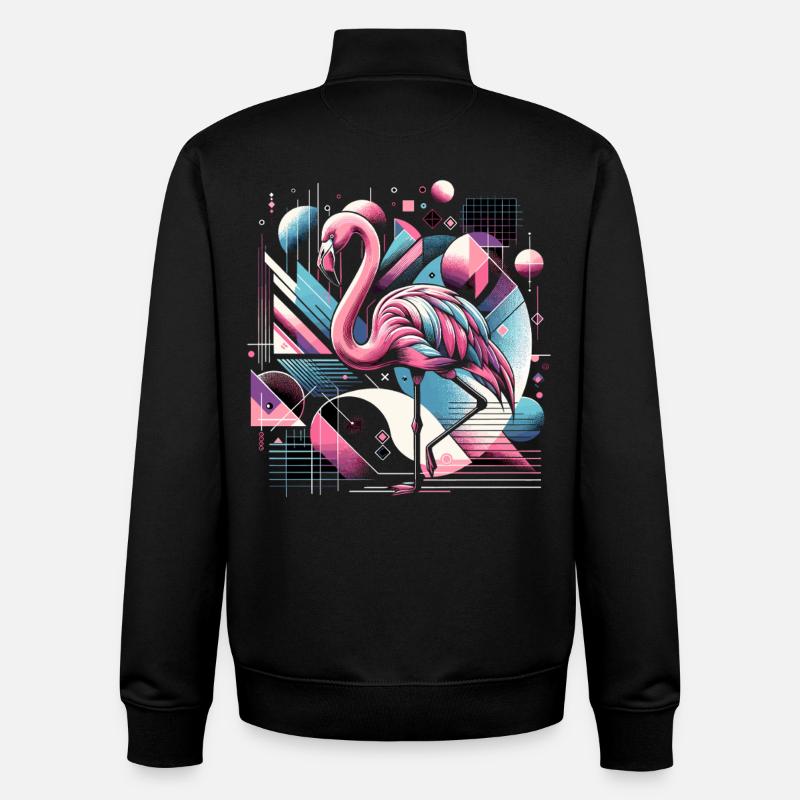 Neon Flamingo Geometrische Pop 80er - Unisex Organic Zip Sweatshirt von Stanley/Stella - Schwarz