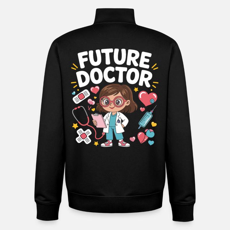 Dessin animé du futur docteur - Sweat zippé unisexe en coton bio Stanley/Stella - noir