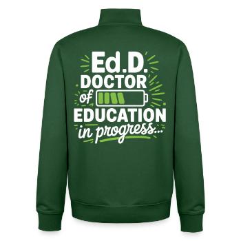 Doctorat en éducation en cours - Sweat zippé unisexe en coton bio Stanley/Stella - vert bouteille - Dos - AI Model Male 185 dark (185cm)